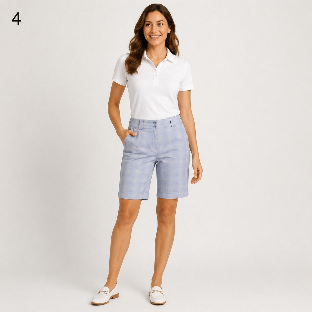 Nike Golf Bermuda Shorts Womens Small Purple White Plaid Polyester Pockets